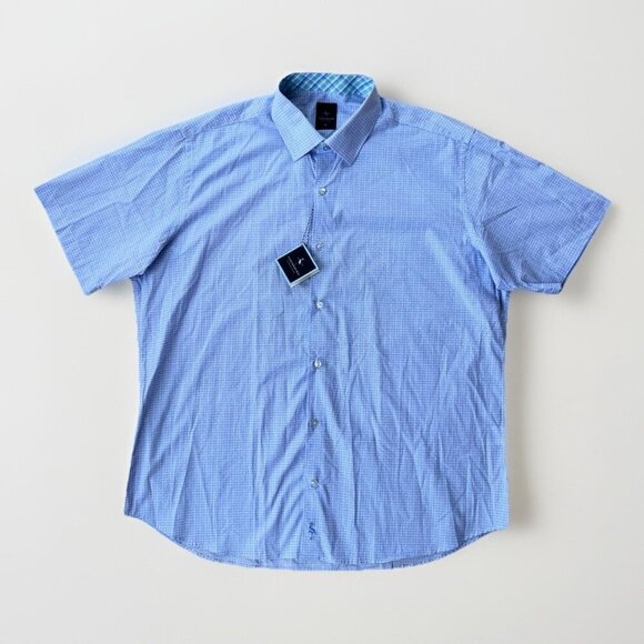 NEW Tailorbyrd Signature Gingham Short Sleeve Shirt Button Down Mens Size XL - Picture 2 of 9